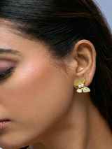 Silver Butterfly Stud Earrings with Soft Pearl