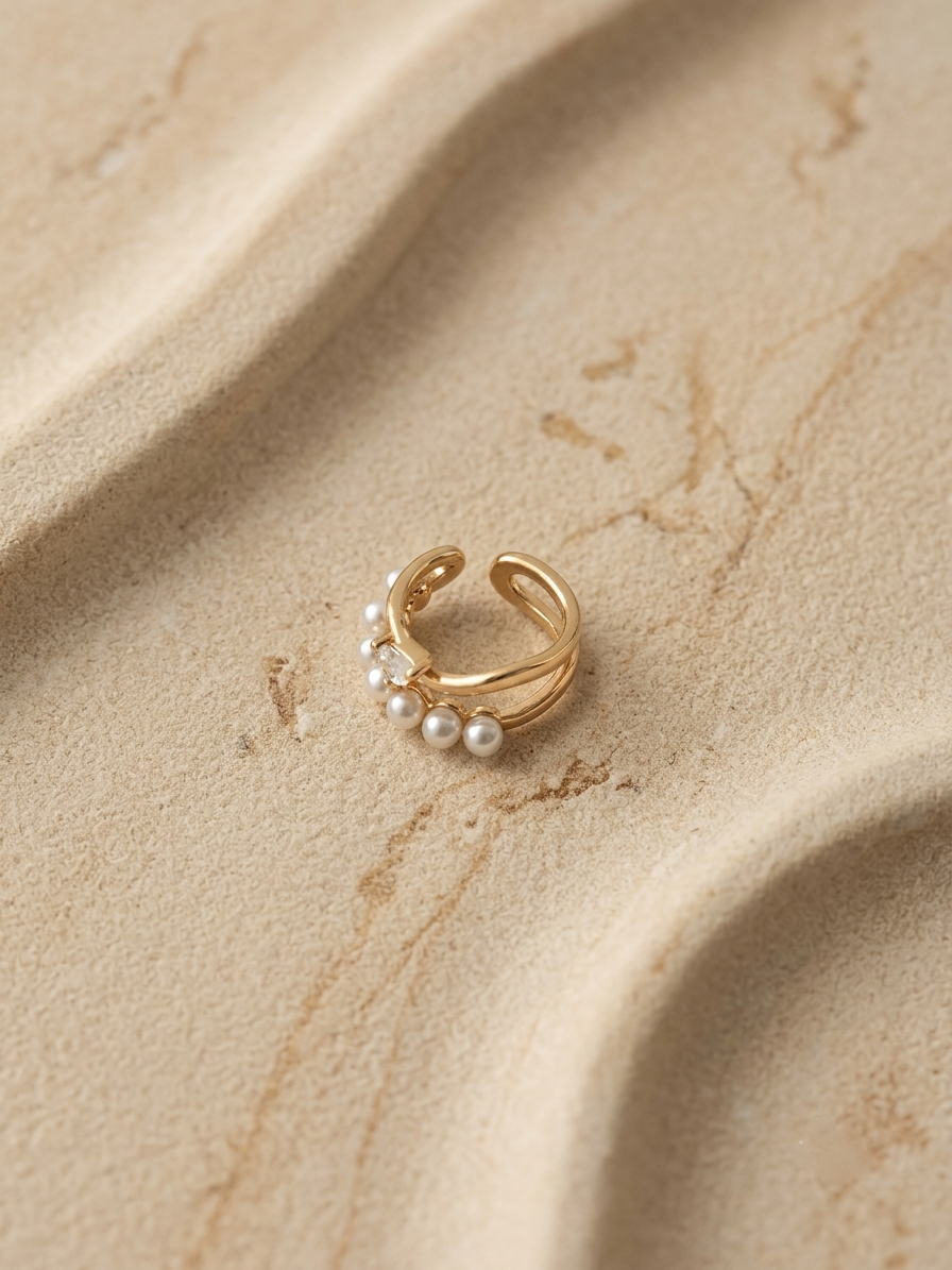 Diamond Pearl Ear Cuff