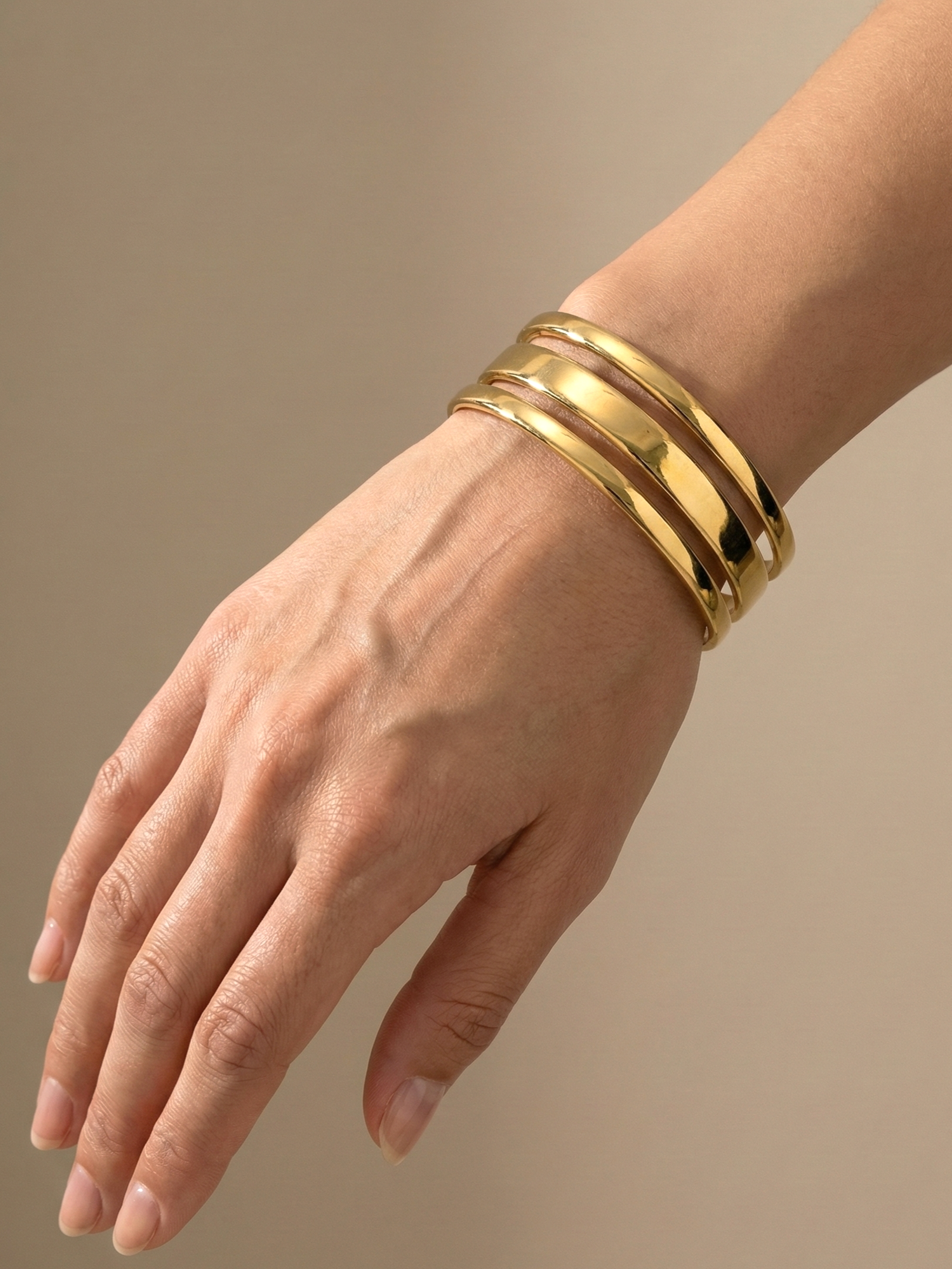 Triple Line Open Bangle with Minimal Finish