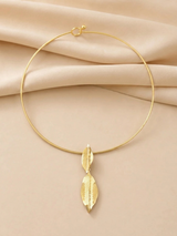 Leaf collar necklace with earrings set