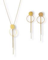 Elegant Gold Geometric Hoop & Tassel Jewelry Set