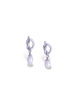 Golden Knot Pearl Drop Stud Earrings for Daily Wear