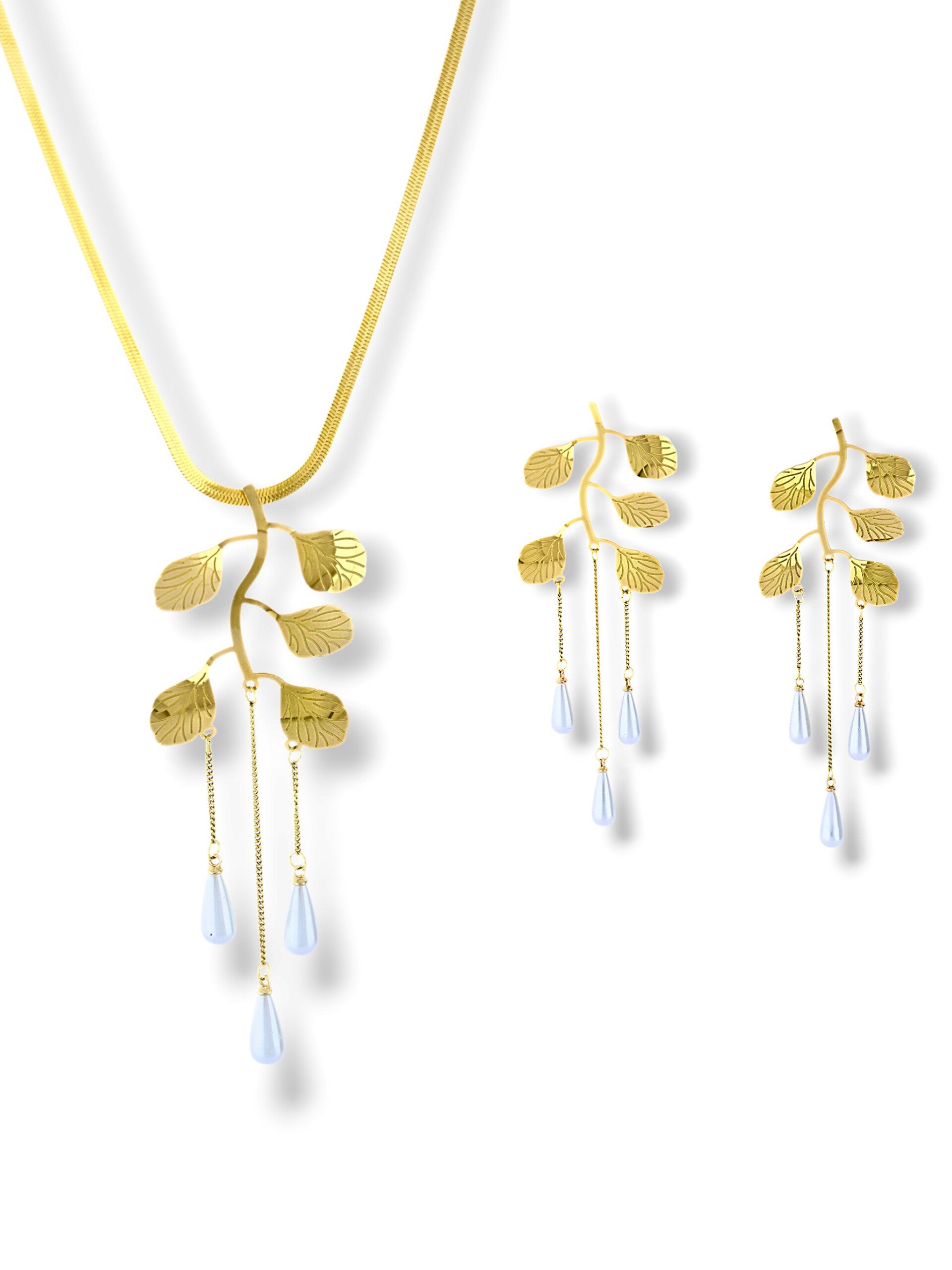 Leaf Branch Teardrop Jewelry Set