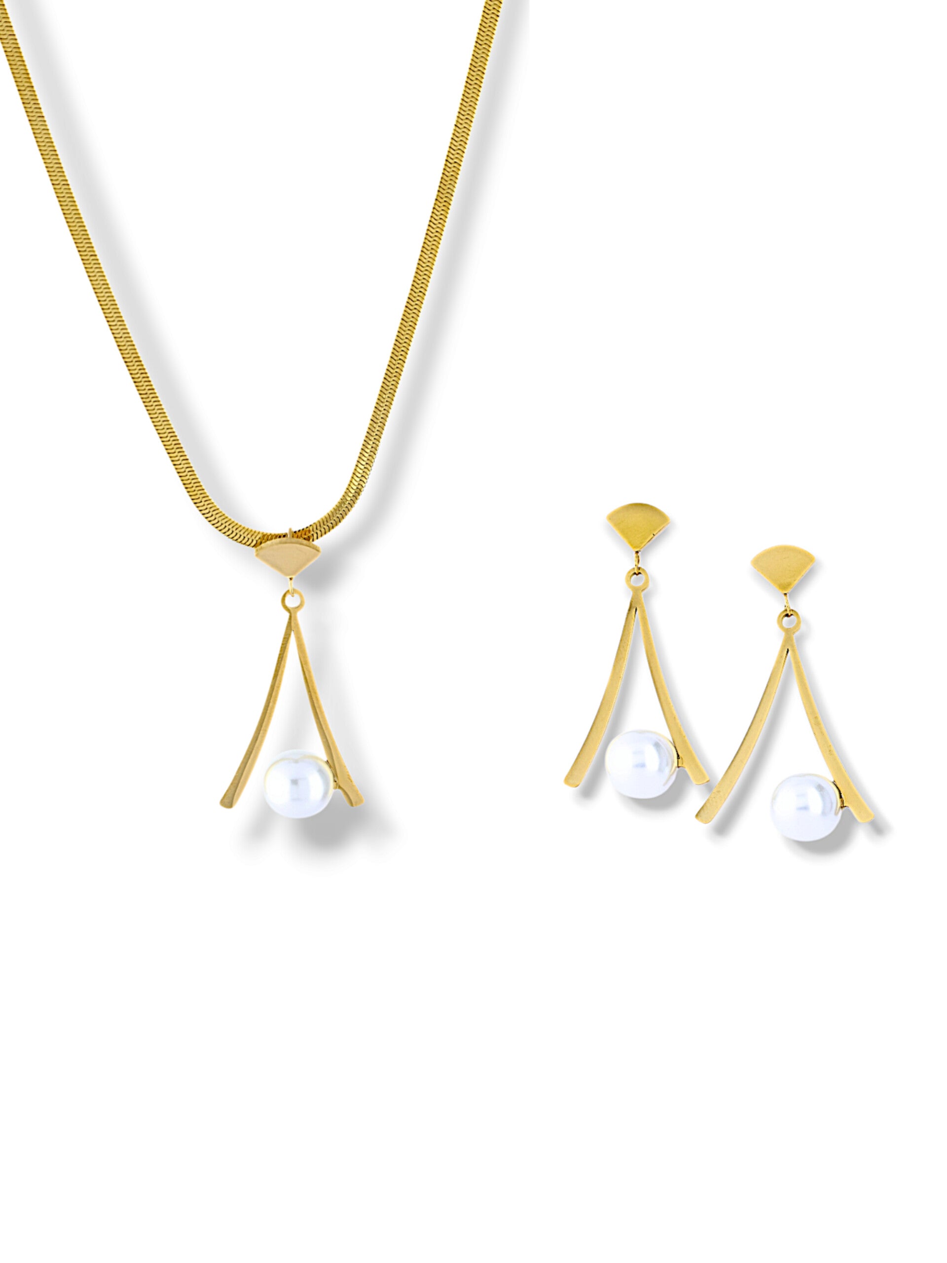 Geometric Pearl Jewelry Set