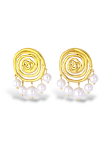 Stylish Gold Triple Disc Kairo Stud Earrings