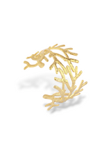 Elegant Gold Plated Laurel Leaf Open Cuff Bangle