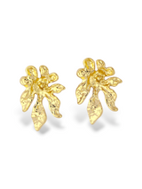 Lustre Bloom Textured Floral Gold Stud Earrings