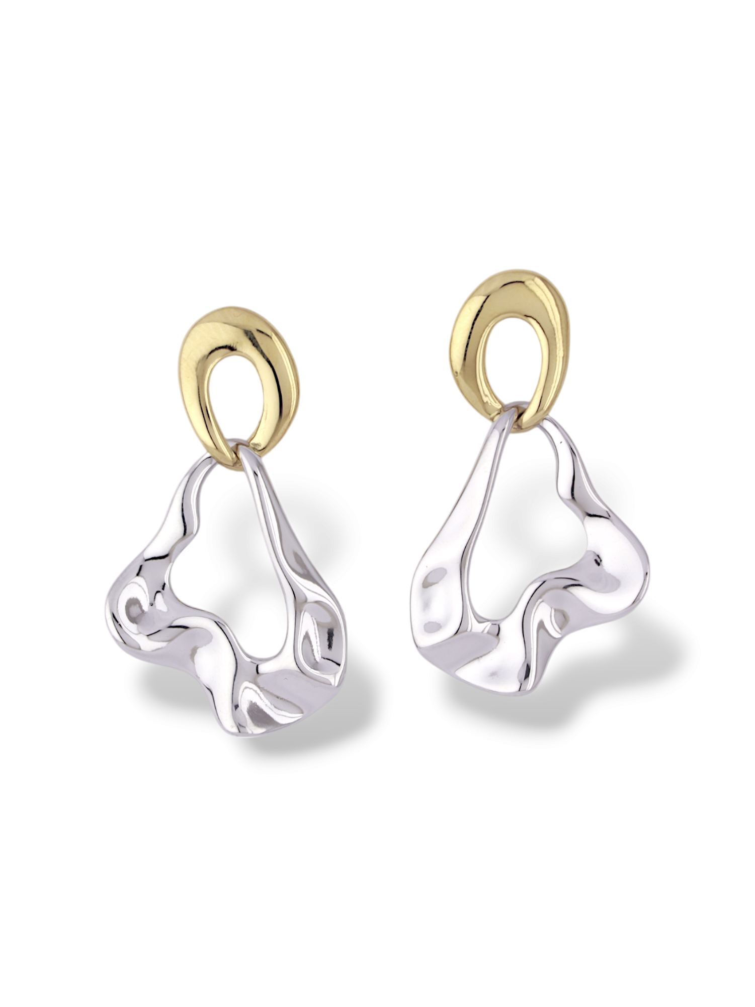 Melted Mist Drop Earrings with Fluid Dual Tone Finish