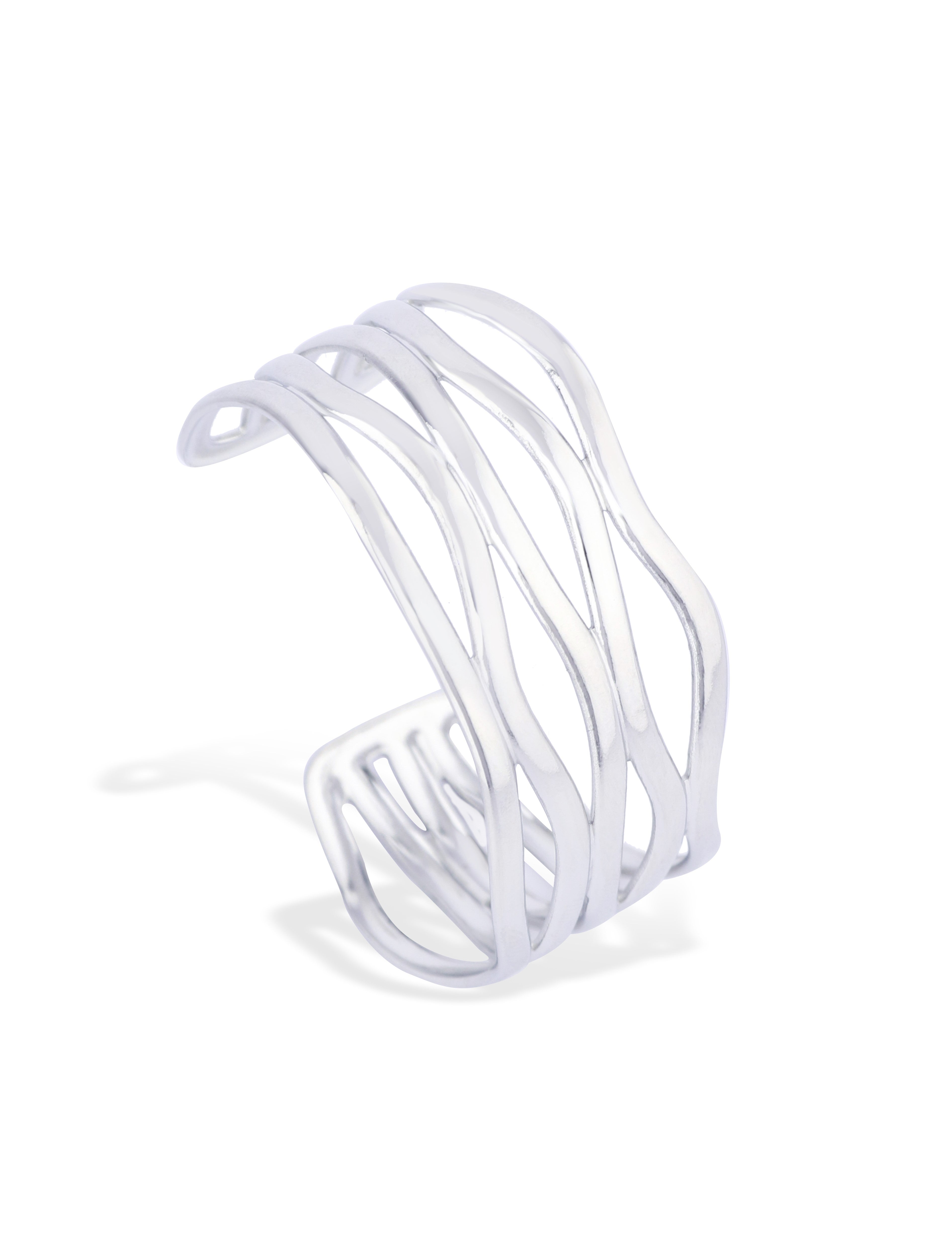 Modern Silver Wavy Bracelet