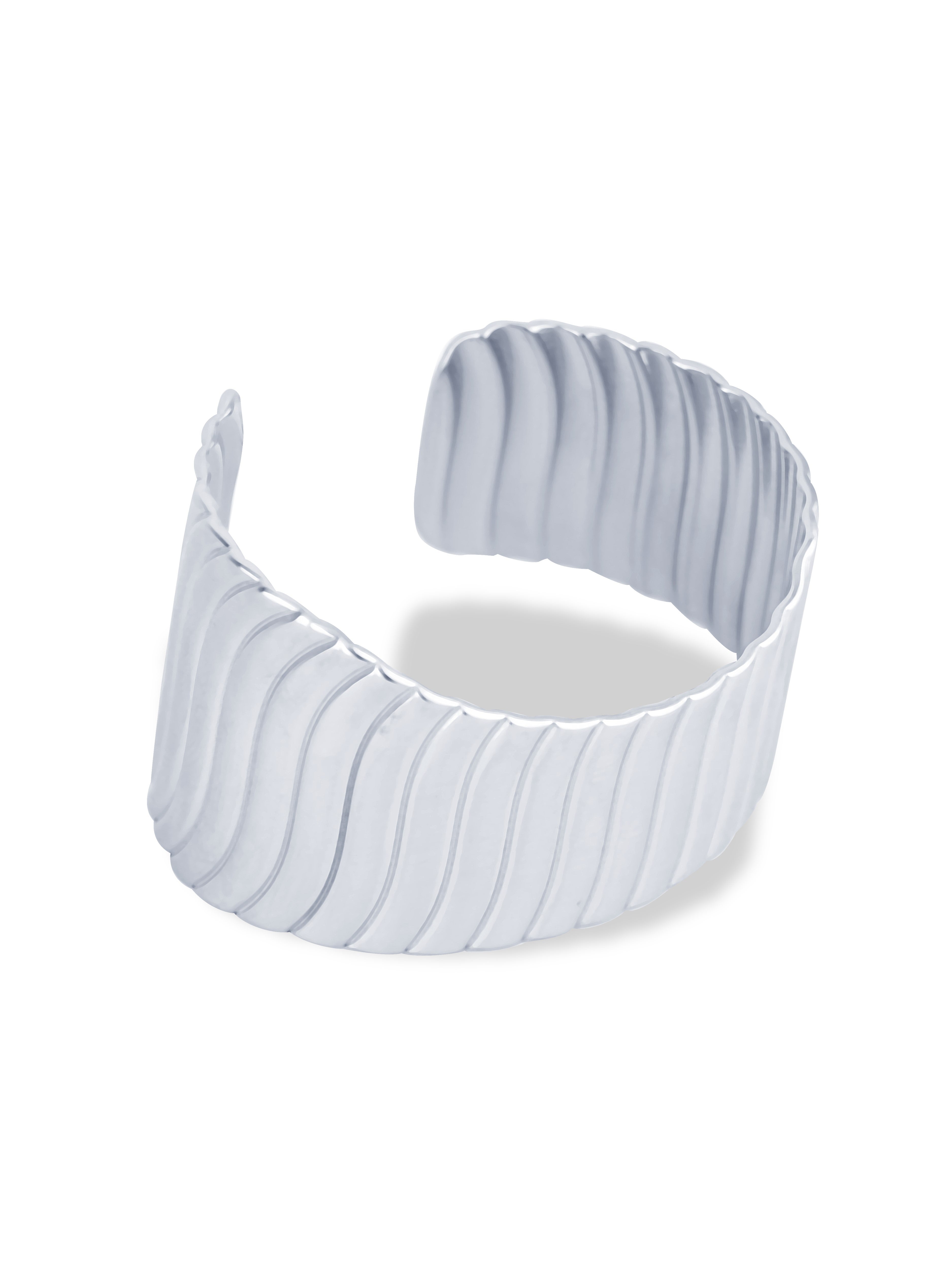 Elegant Silver Seraph Cuff Bracelet with Shiny Look