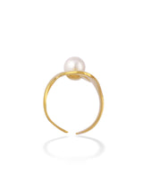 Pearl Curve Gold Open Adjustable Ring