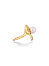 Pearl Curve Gold Open Adjustable Ring