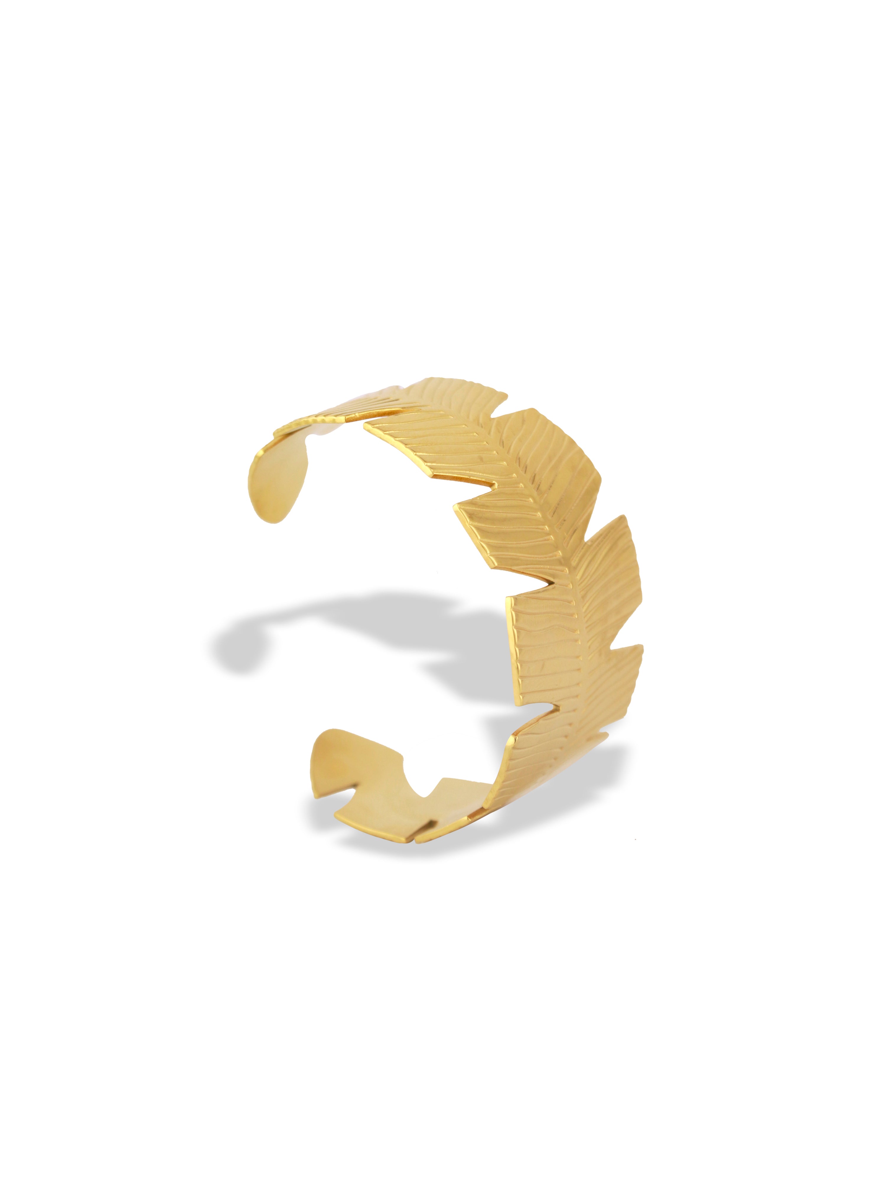Fernshadow Gold Leaf Cuff Bangle for Women