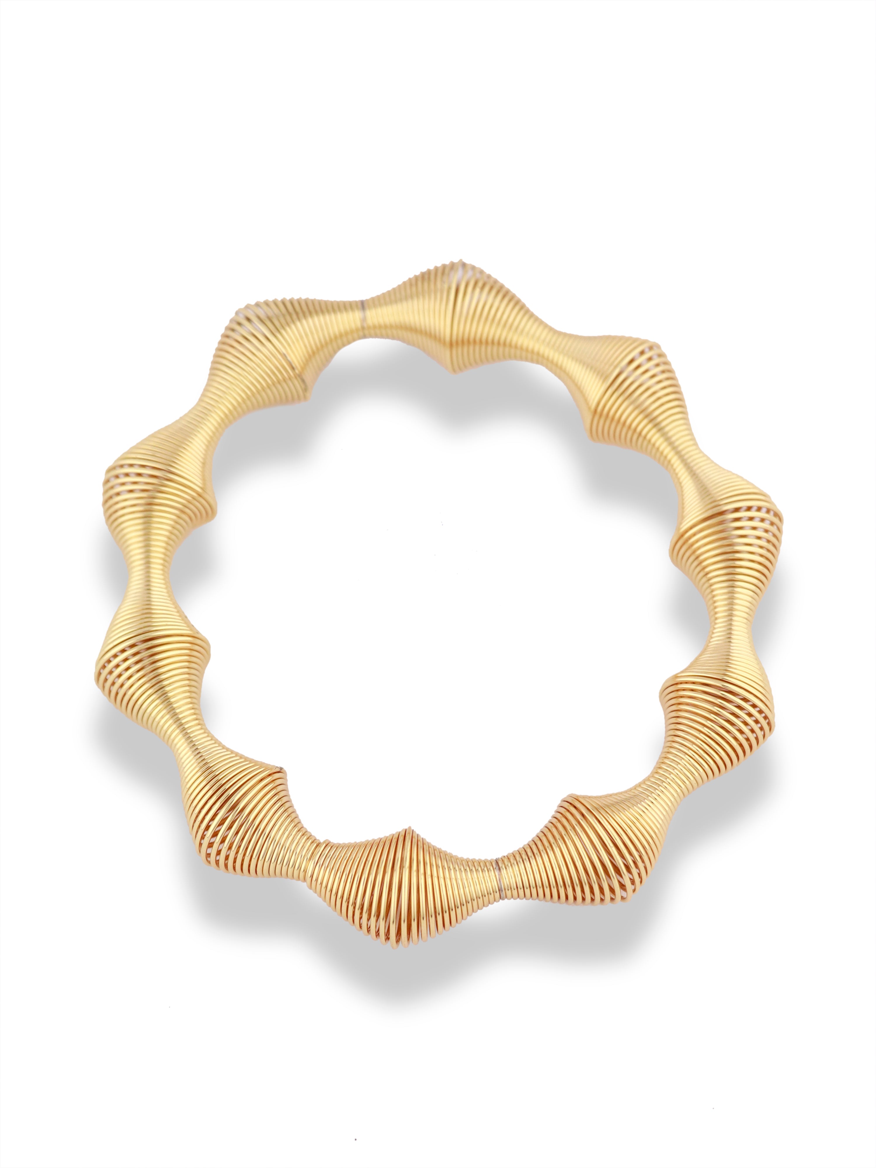 Gold Plated Gilded Veil Cuff Wavy Bangle for Women
