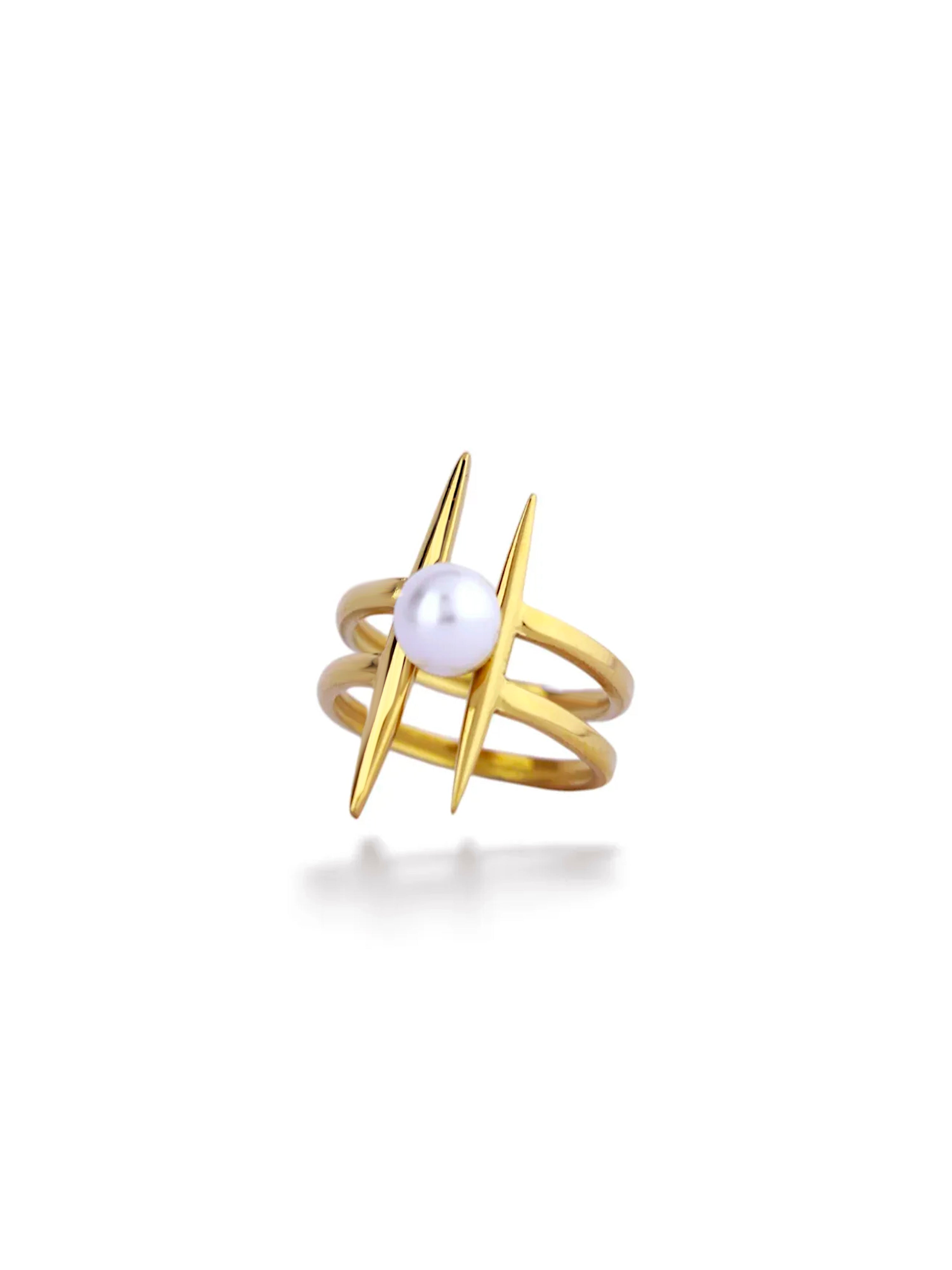 Pearl Line Spiral Ring