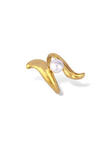 Gold Terron Ring with a Round White Centre Pearl
