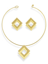 Recto Gold Geometric Square Jewelry Set for Women