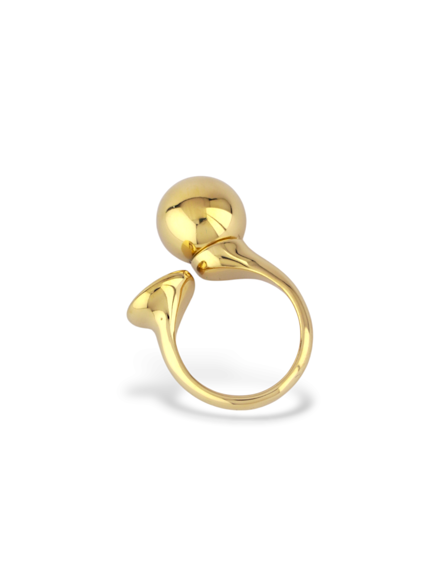 Moon Drop Gold Ring with Smooth Gold Finish