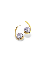 Moonlit Hugger Earrings with Soft Gold Curve Design
