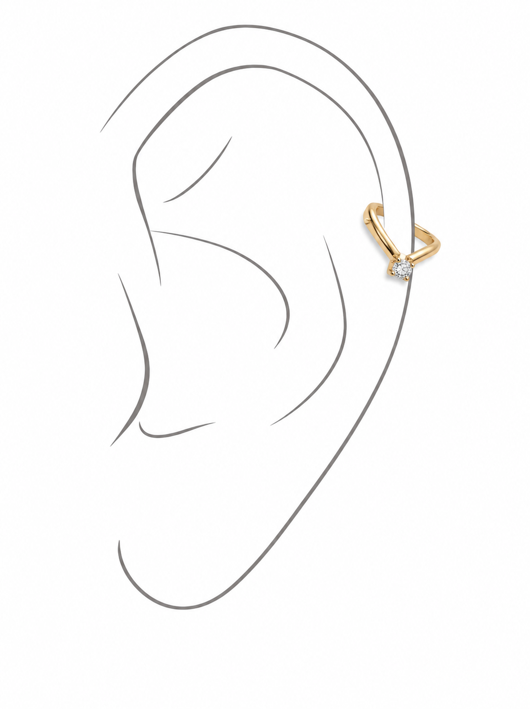 Solitaire Wave Ear Cuff