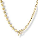 Classic Gold Bead Chain Necklace with Toggle Clasp