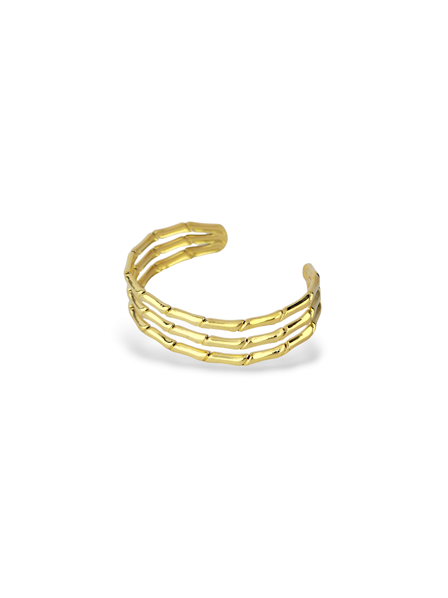 Petite Band Gold Finish Minimal Stacked Open Bangle