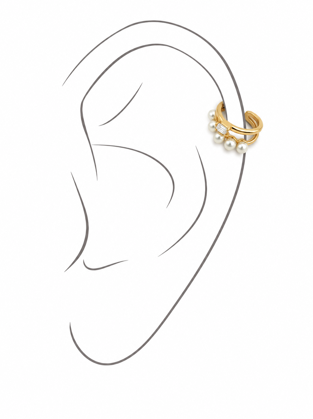 Diamond Pearl Ear Cuff