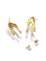 Molten Gold Drop Earrings with Soft Pearl Tips