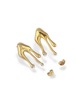 Molten Gold Drop Earrings with Soft Pearl Tips