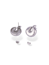Aura Knot Silver Stud Earrings with a Smooth Modern Shape