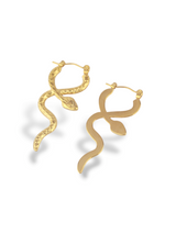 Bold Gold Snake Hoop Earrings with Textured Finish