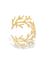 Elegant Gold Plated Laurel Leaf Open Cuff Bangle