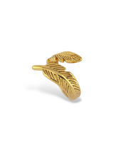Elegant Gold Feather Adjustable Open Band Ring
