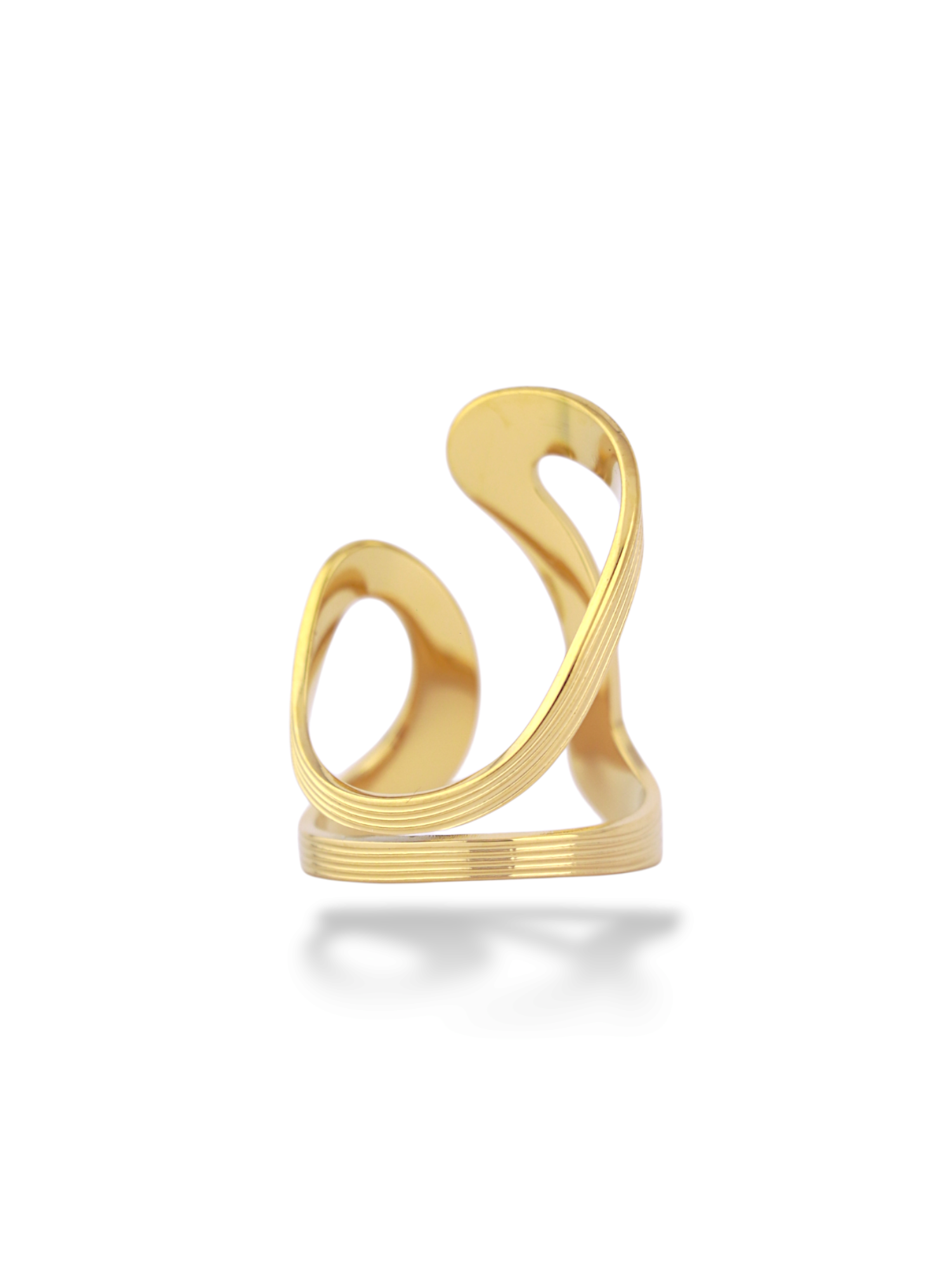 Gold Twin Curve Open Ring with Wavy Design