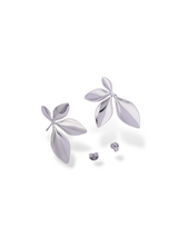Silver Triple Leaf Stud Earrings with Polished Finish