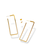 Modern Gold Rectangular Hoop Earrings