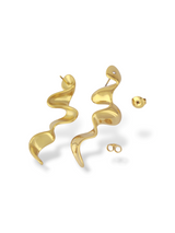 Gold Torsion Drop Earrings with Fluid Shape