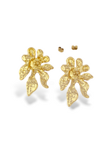 Lustre Bloom Textured Floral Gold Stud Earrings
