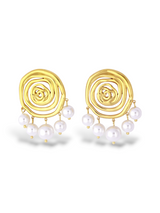 Stylish Gold Triple Disc Kairo Stud Earrings