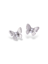 Silver Butterfly Stud Earrings with Soft Pearl