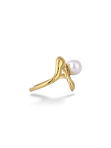 Pearl Curve Gold Open Adjustable Ring
