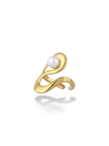 Pearl Curve Gold Open Adjustable Ring