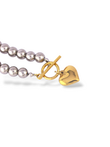 Silver Dotted Bracelet with Gold Heart Charm