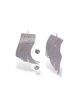 Silver Fringe Drop Earrings with Textured Flow Design