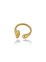 Gold Open Ring with Smooth Teardrop Design