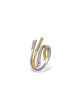 Modern Two-Tone Gold and Silver Spiral Band Ring
