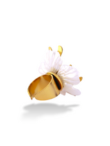 Elegant White and Gold Flower Adjustable Ring