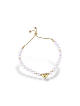 Soft Pearl Frost Bracelet with Gold Heart Charm