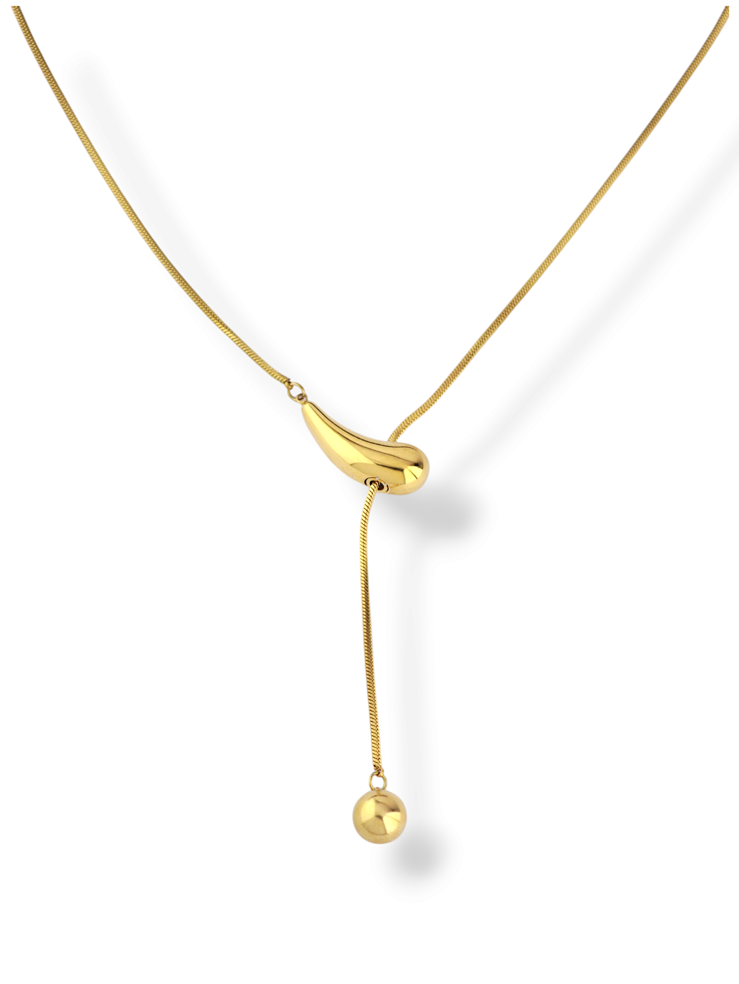 Gold Plated Water Drop Pendant Long Chain Necklace