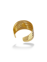 Elegant Comet Gold Wavy Wide Cuff Statement Bangle